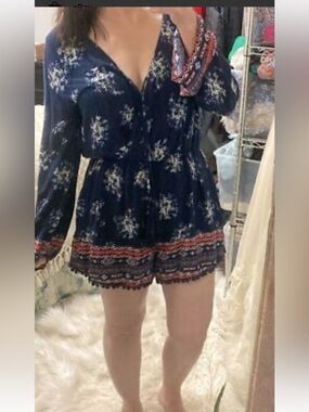 Xhilararion dark blue floral romper